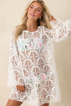 Women's Paradisa Sea La Vie Ivory Sheer Lace Cover Up Mini Dress | 100% Polyester Contrast: 100% Cotton 5
