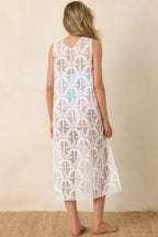 Women's Paradisa Stella Maris Ivory Sheer Lace Cover Up Midi Dress | 100% PolyesterContrast: 100% Cotton 4