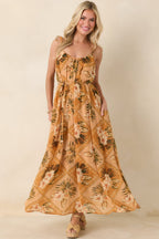 Women's Paradise Calling Peach Multi Tropical Print Beaded Strap Maxi Dress | 100% Polyester 2