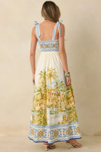 Women's Paradise in Sunlight Ivory Multi Tie-Strap Cotton Maxi Dress | 100% Cotton 7