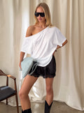 Women's Parisse Satin Lace Trim Shorts Black | Mid-rise satin shorts with lace trim & elasticated 0