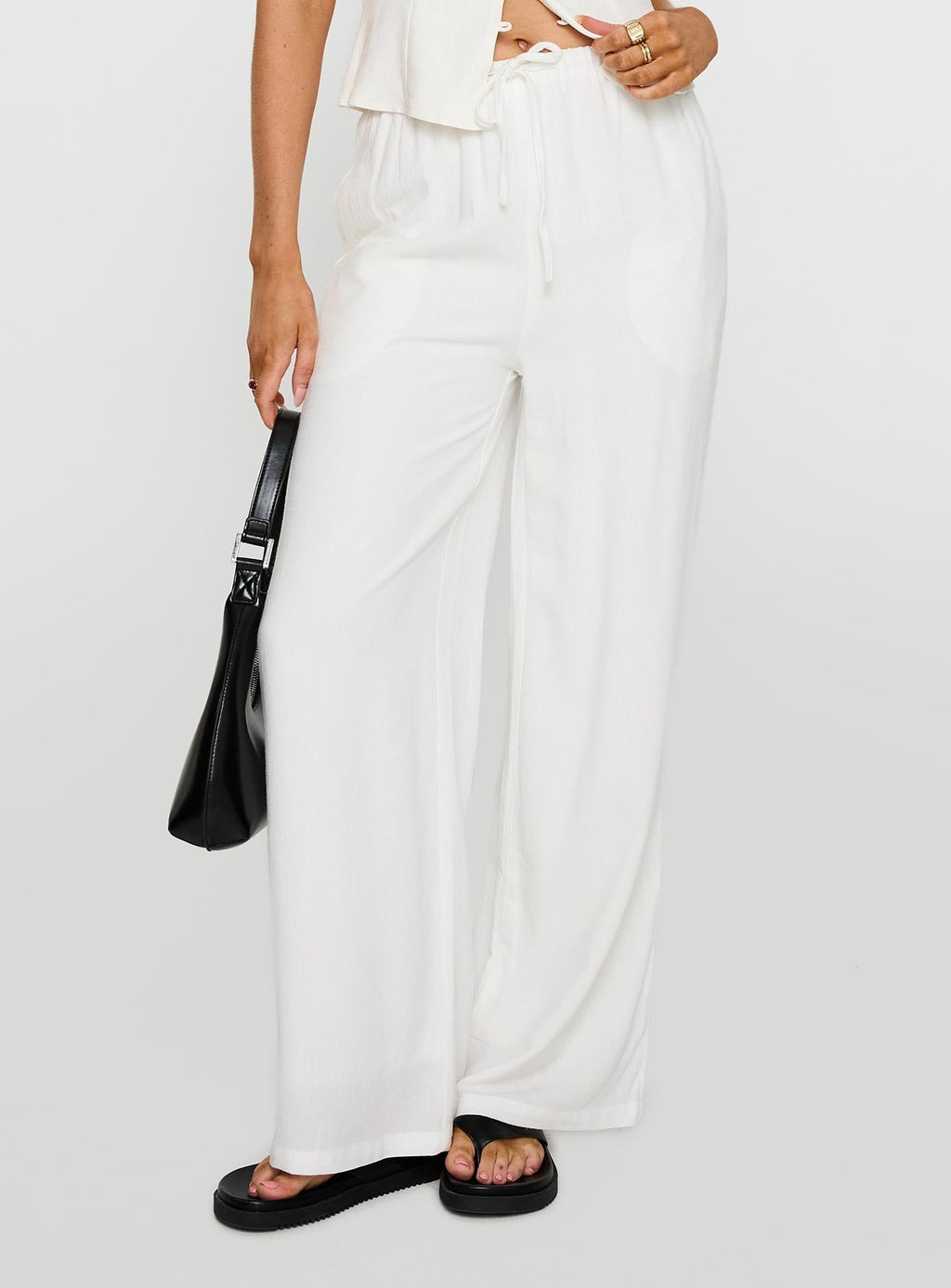 Women's Parklea Linen Blend Pants White | Linen straight-leg pants 1