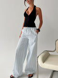 Women's Parklea Pants Blue / White Stripe | Wide leg pants in semi-sheer material with a strip 0
