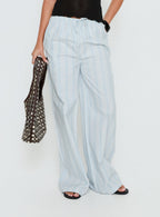 Women's Parklea Pants Blue / White Stripe | Wide leg pants in semi-sheer material with a strip 1