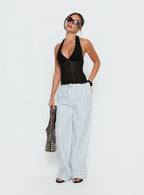 Women's Parklea Pants Blue / White Stripe | Wide leg pants in semi-sheer material with a strip 2
