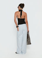 Women's Parklea Pants Blue / White Stripe | Wide leg pants in semi-sheer material with a strip 4
