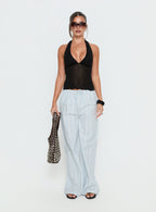 Women's Parklea Pants Blue / White Stripe | Wide leg pants in semi-sheer material with a strip 6