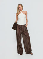 Women's Parklea Pants Brown Multi | Wide leg pants in semi-sheer material with stripe  2