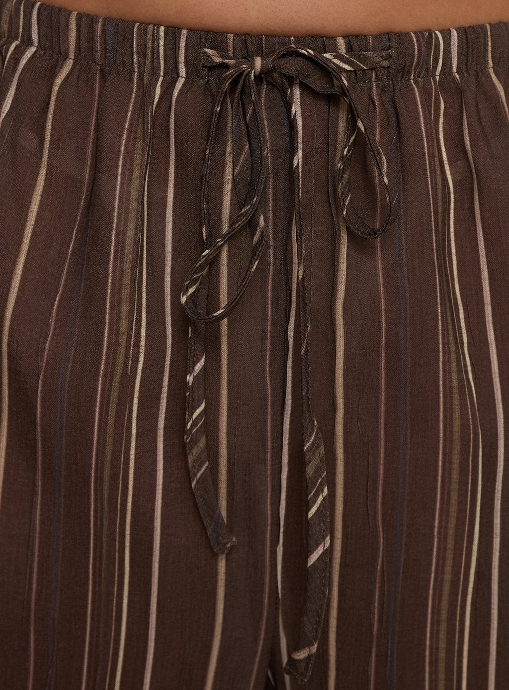 Women's Parklea Pants Brown Multi | Wide leg pants in semi-sheer material with stripe  5