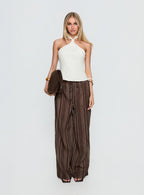 Women's Parklea Pants Brown Multi | Wide leg pants in semi-sheer material with stripe  6