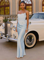 Women's Peasella Collection | Maxi Dress for Women with Draped Satin Skirt | Elegant Summer Wear for Effortless Style |  1