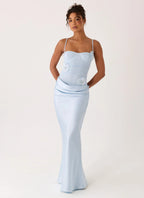 Women's Peasella Collection | Maxi Dress for Women with Draped Satin Skirt | Elegant Summer Wear for Effortless Style |  6