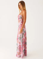 Women's Peggy Collection | Maxi Dress with Square Neckline & Criss-Cross Straps | Elegant Floral Design for Timeless Sty 3