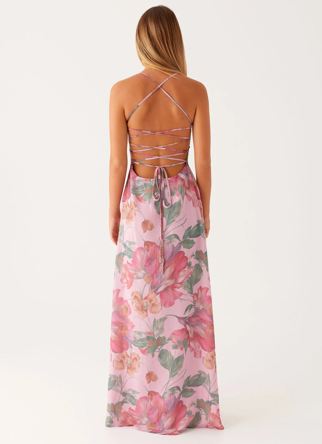 Women's Peggy Collection | Maxi Dress with Square Neckline & Criss-Cross Straps | Elegant Floral Design for Timeless Sty 4