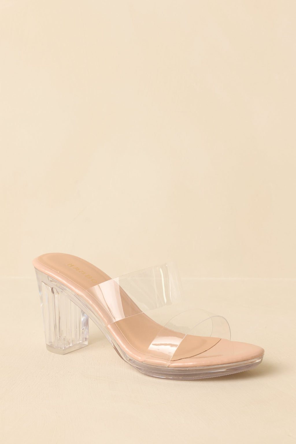 Women's Perfectly Elevated Beige Clear Platform Block Heels | Heel measures 3.25" 2