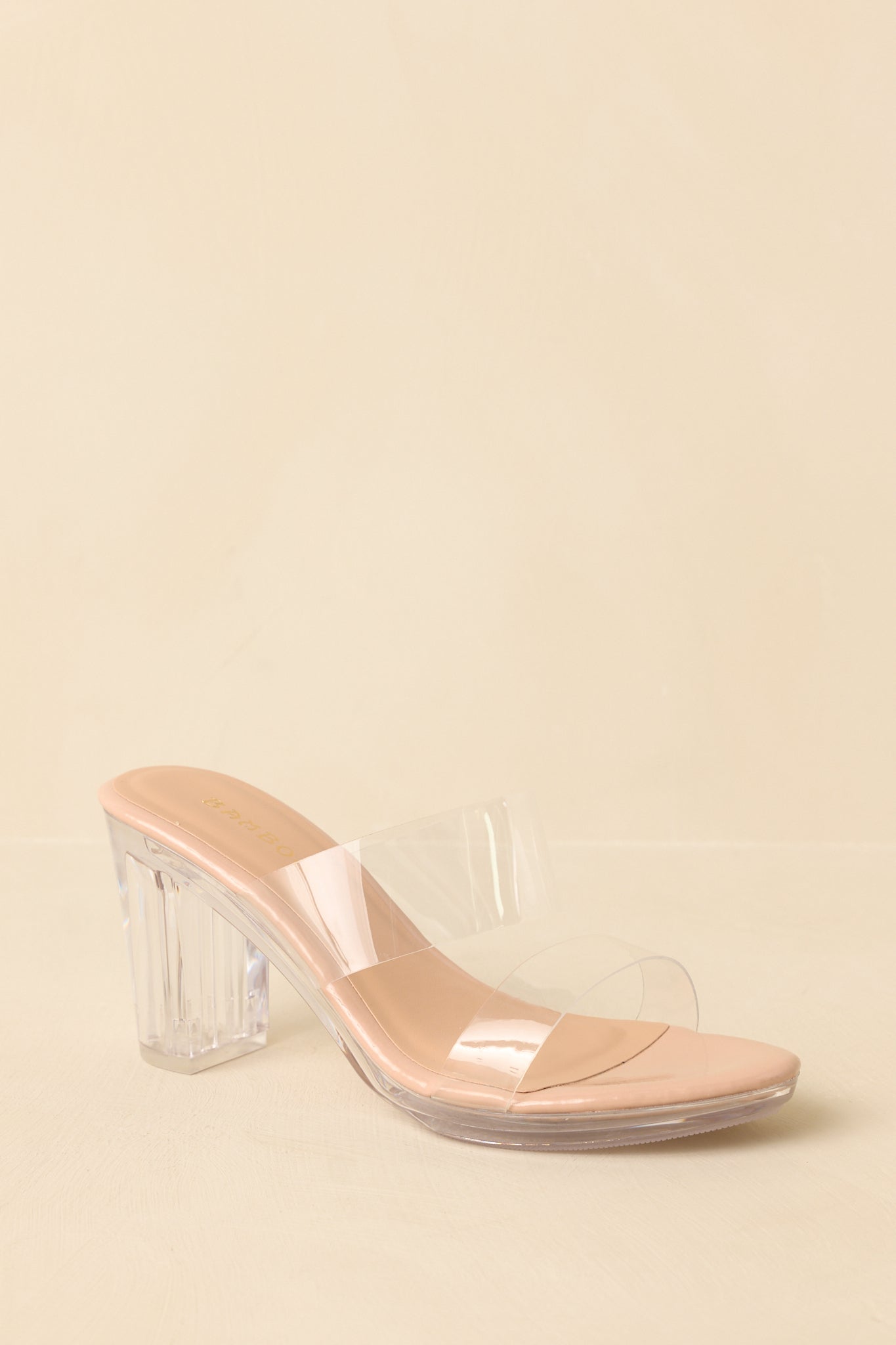 Women's Perfectly Elevated Beige Clear Platform Block Heels | Heel measures 3.25" 2