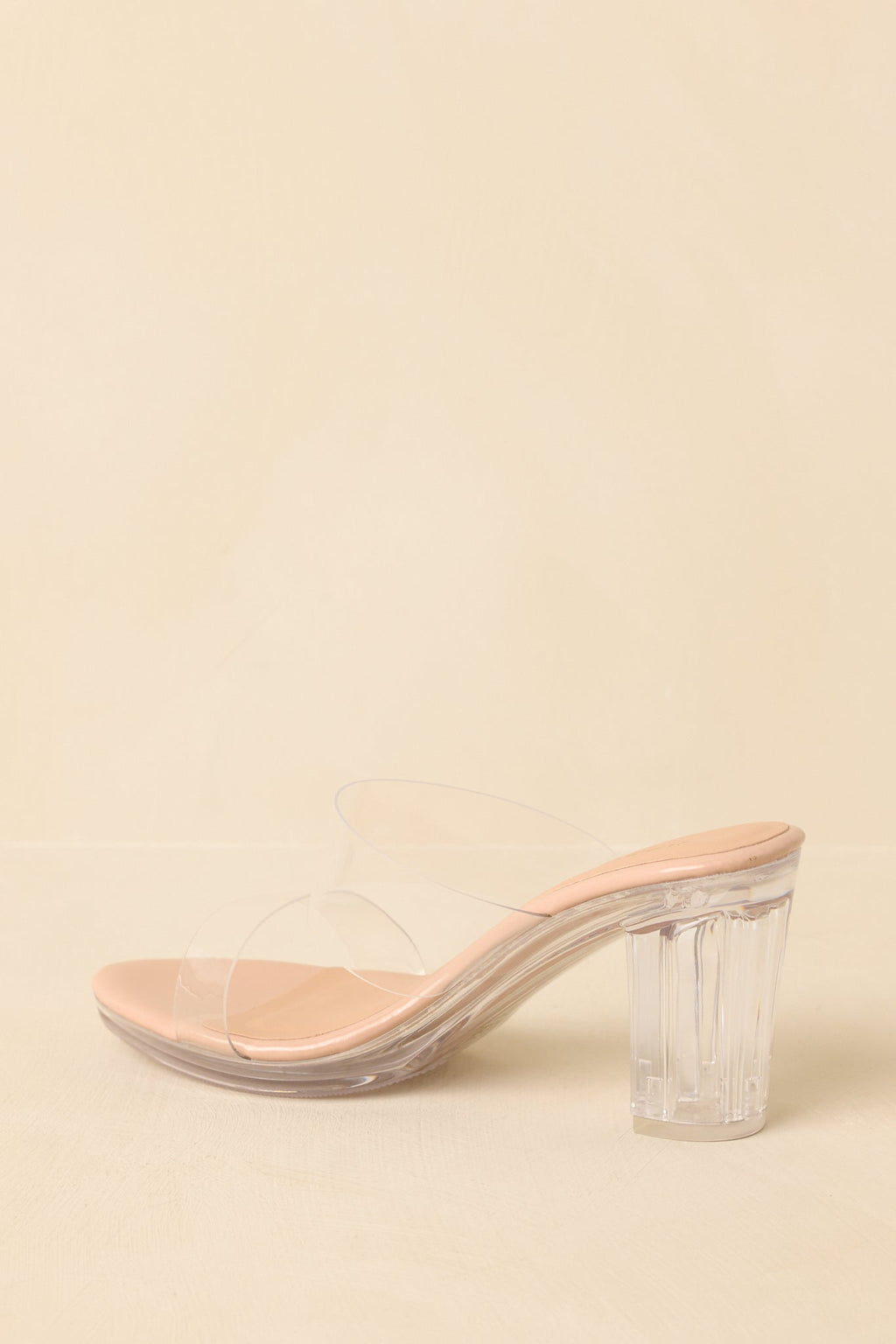 Women's Perfectly Elevated Beige Clear Platform Block Heels | Heel measures 3.25" 4