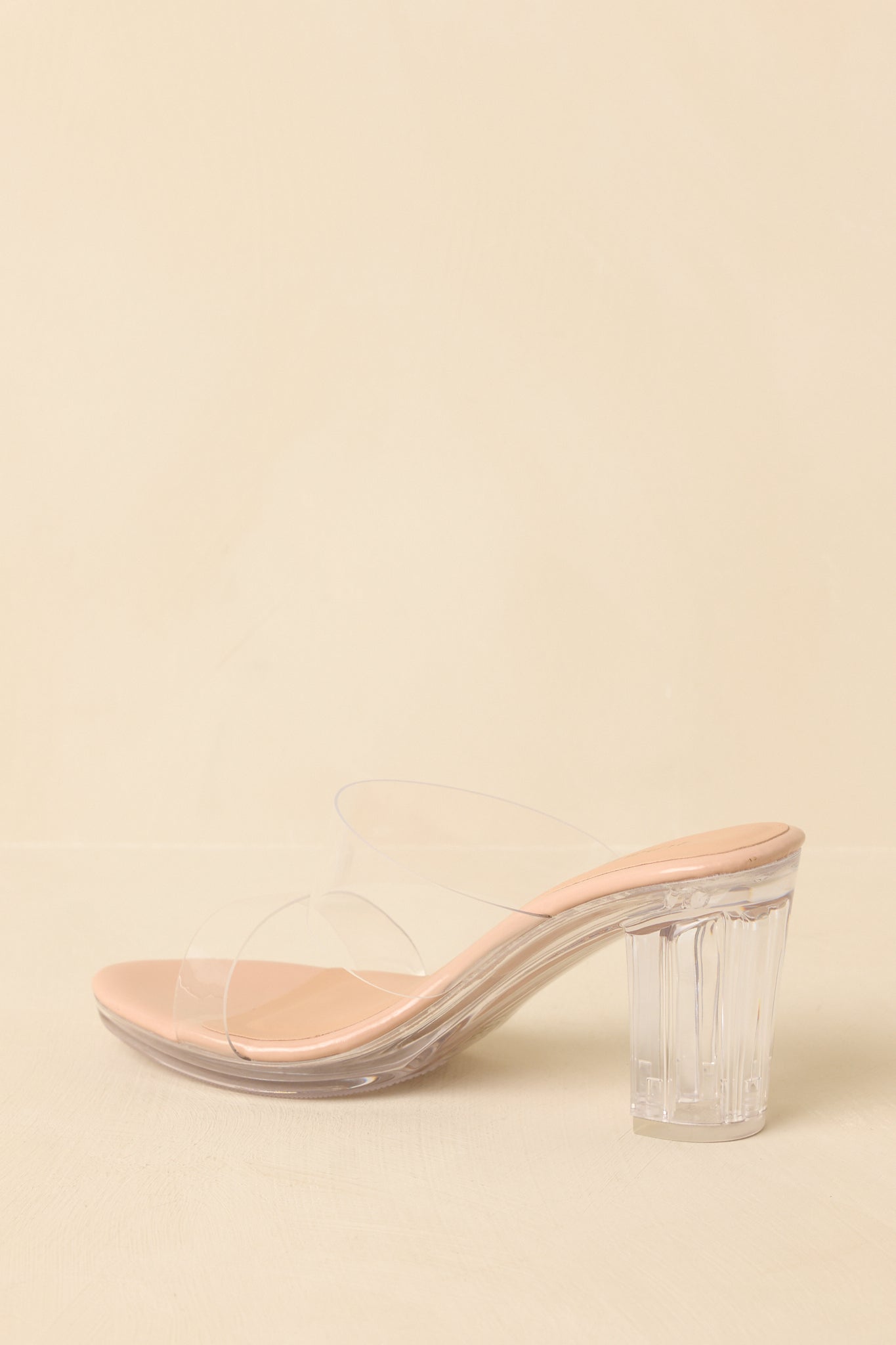 Women's Perfectly Elevated Beige Clear Platform Block Heels | Heel measures 3.25" 4