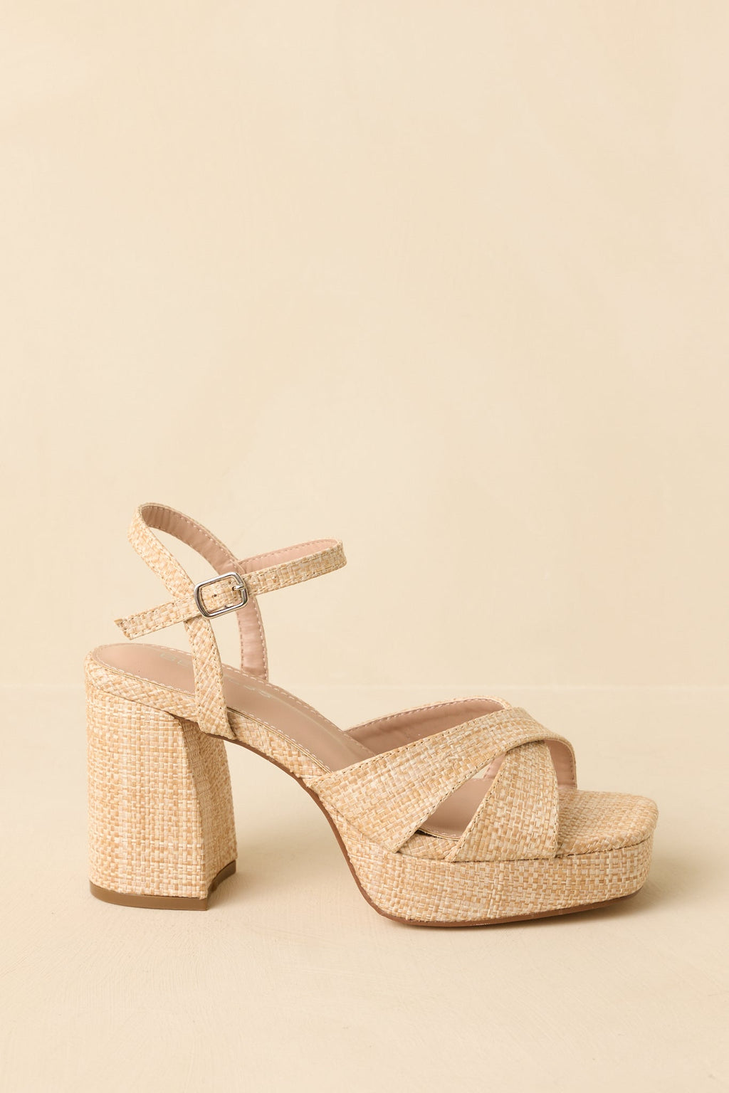 Women's Perfectly Grounded Natural Raffia Cross Strap Block Heel Platform Sandals | Heel measures 3.5" 2