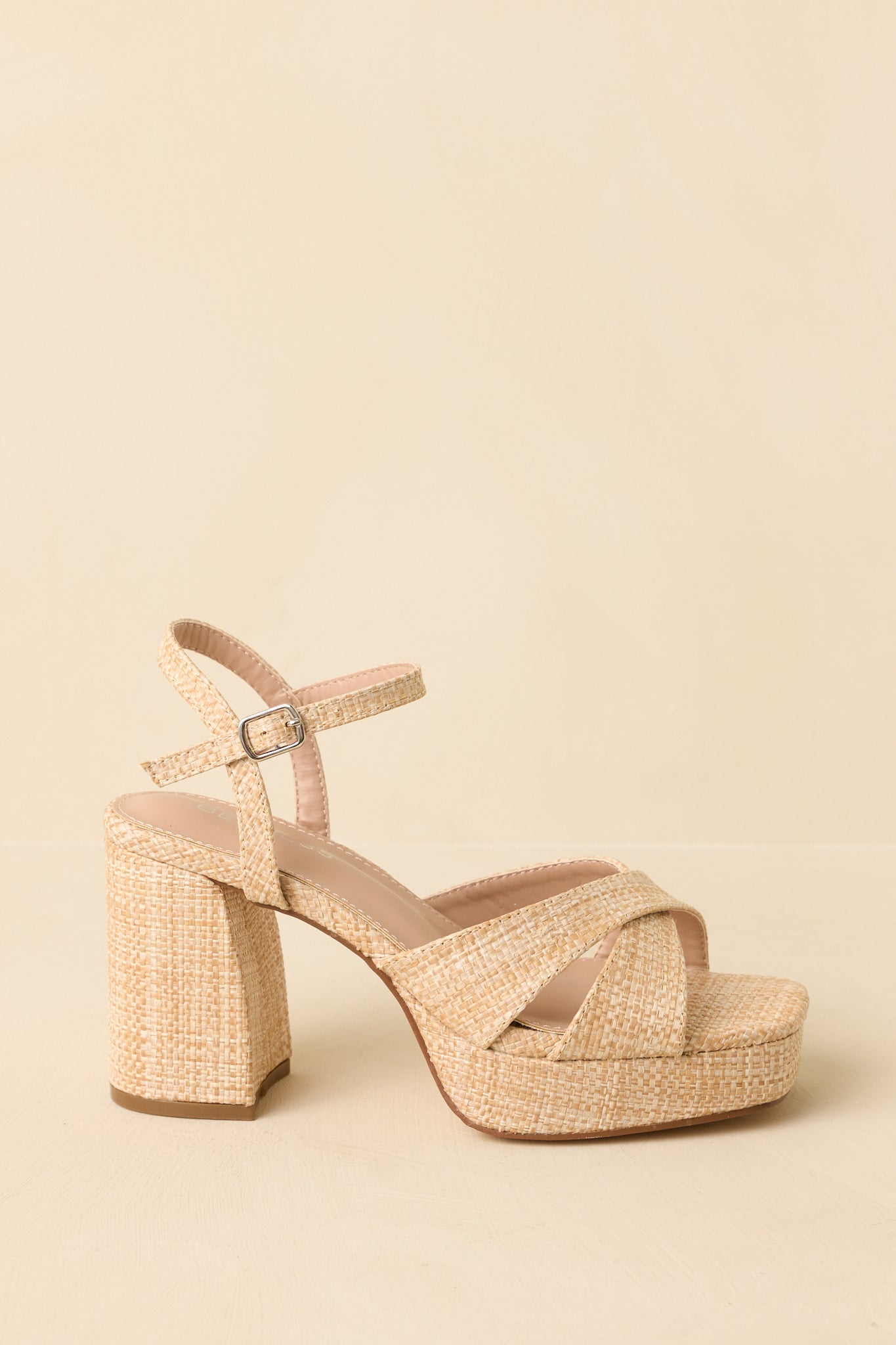 Women's Perfectly Grounded Natural Raffia Cross Strap Block Heel Platform Sandals | Heel measures 3.5" 2
