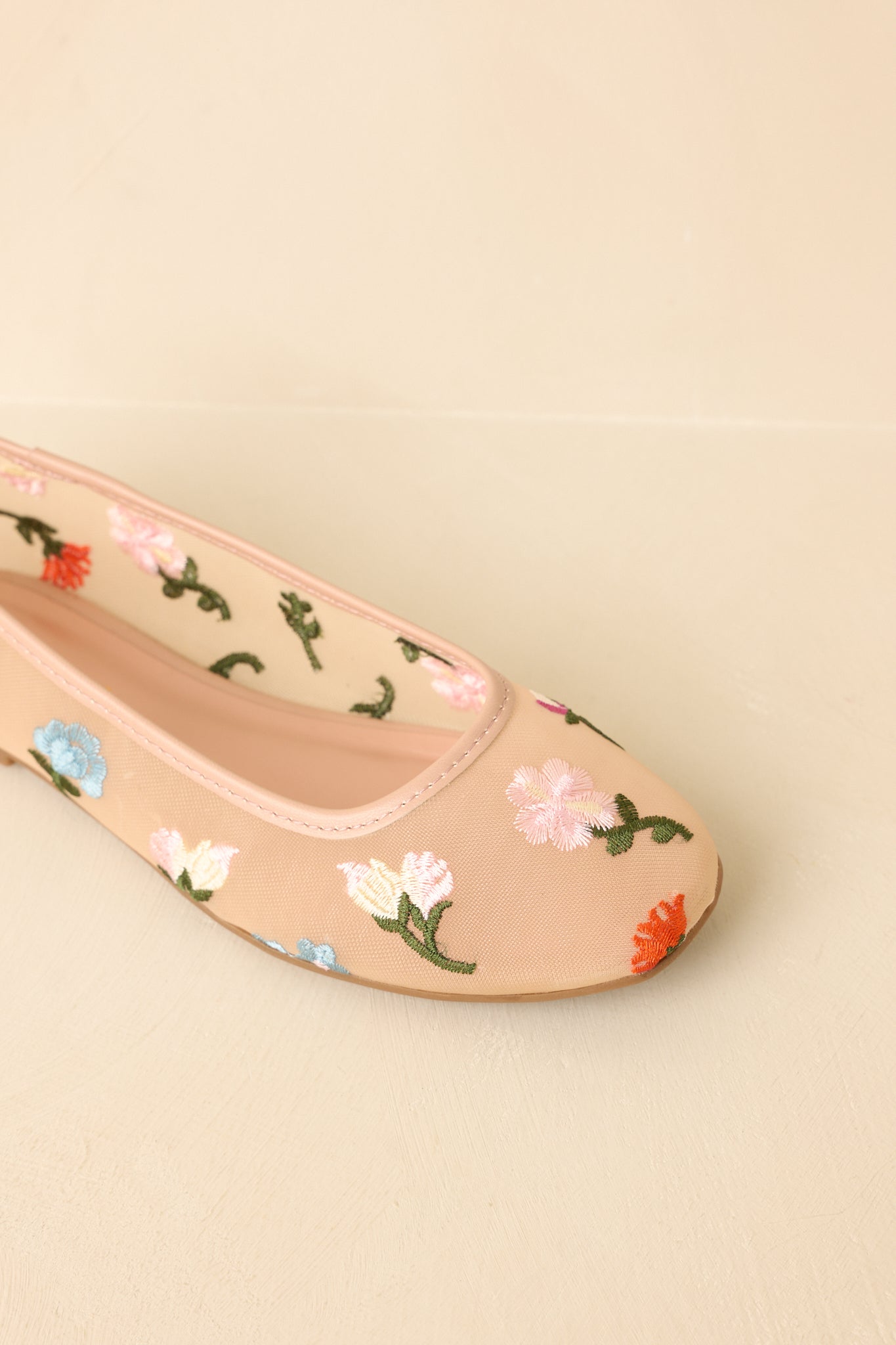 Women's Petal Soft Nude Multi Floral Mesh Ballet Flats | All Man Made Materials 4