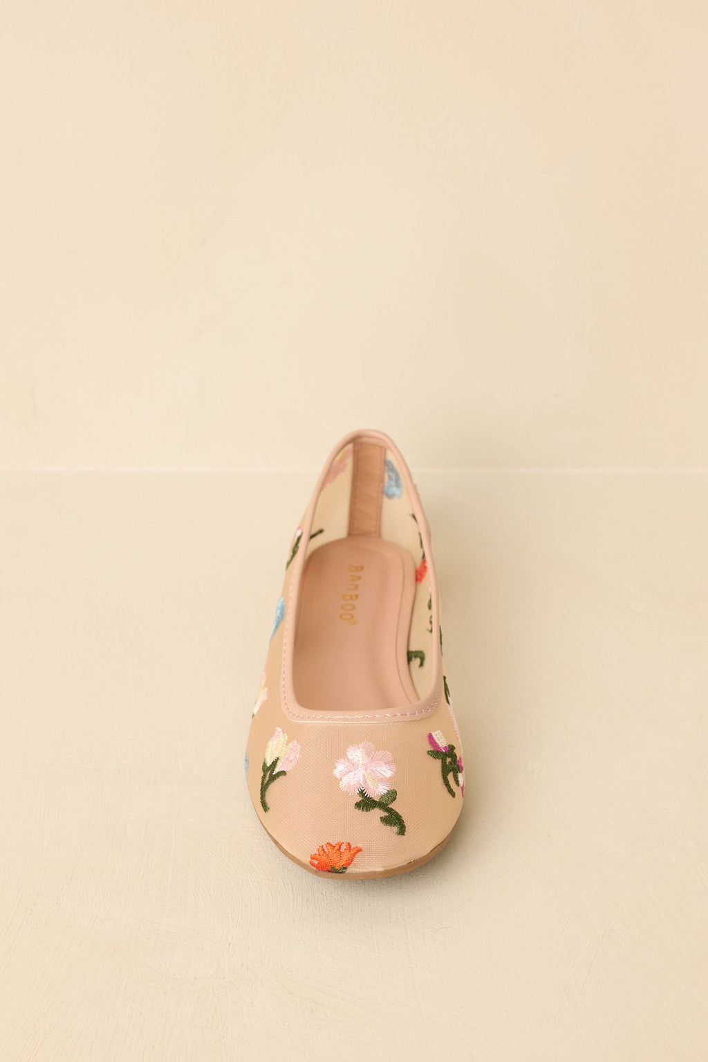 Women's Petal Soft Nude Multi Floral Mesh Ballet Flats | All Man Made Materials 5