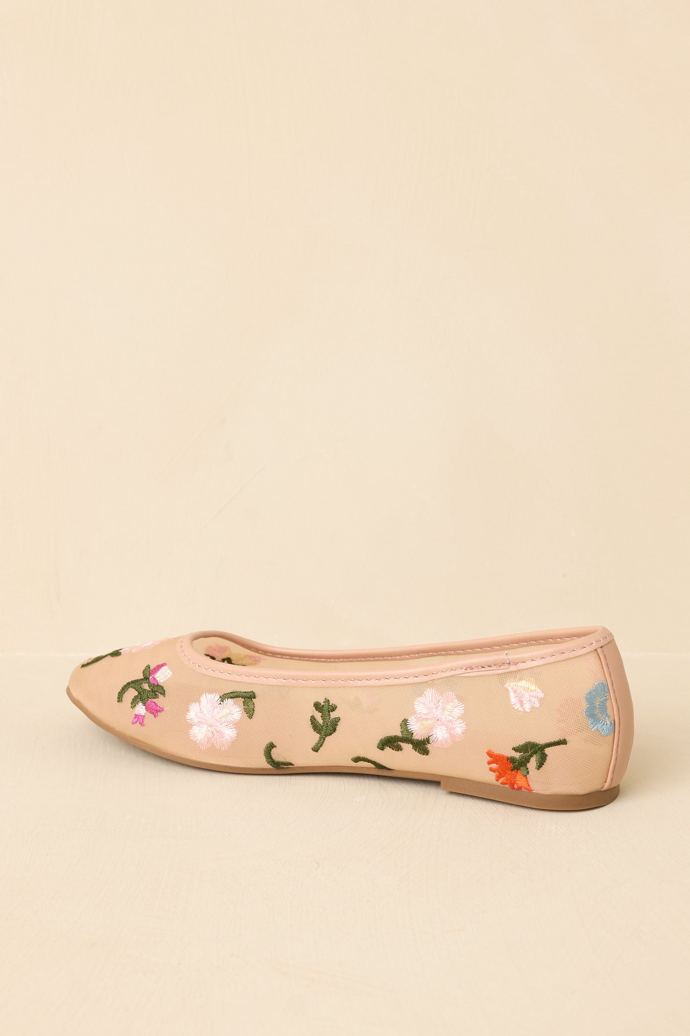 Women's Petal Soft Nude Multi Floral Mesh Ballet Flats | All Man Made Materials 6