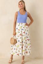Women's Pick of the Season White Multi Cotton Fruit Print Midi Skirt | 100% Cotton 1
