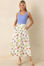 Women's Pick of the Season White Multi Cotton Fruit Print Midi Skirt | 100% Cotton 3
