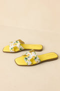 Women's Picked Fresh for You Yellow Multi Lemon Print Slide Sandals | All Man Made Materials 0