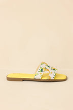 Women's Picked Fresh for You Yellow Multi Lemon Print Slide Sandals | All Man Made Materials 2