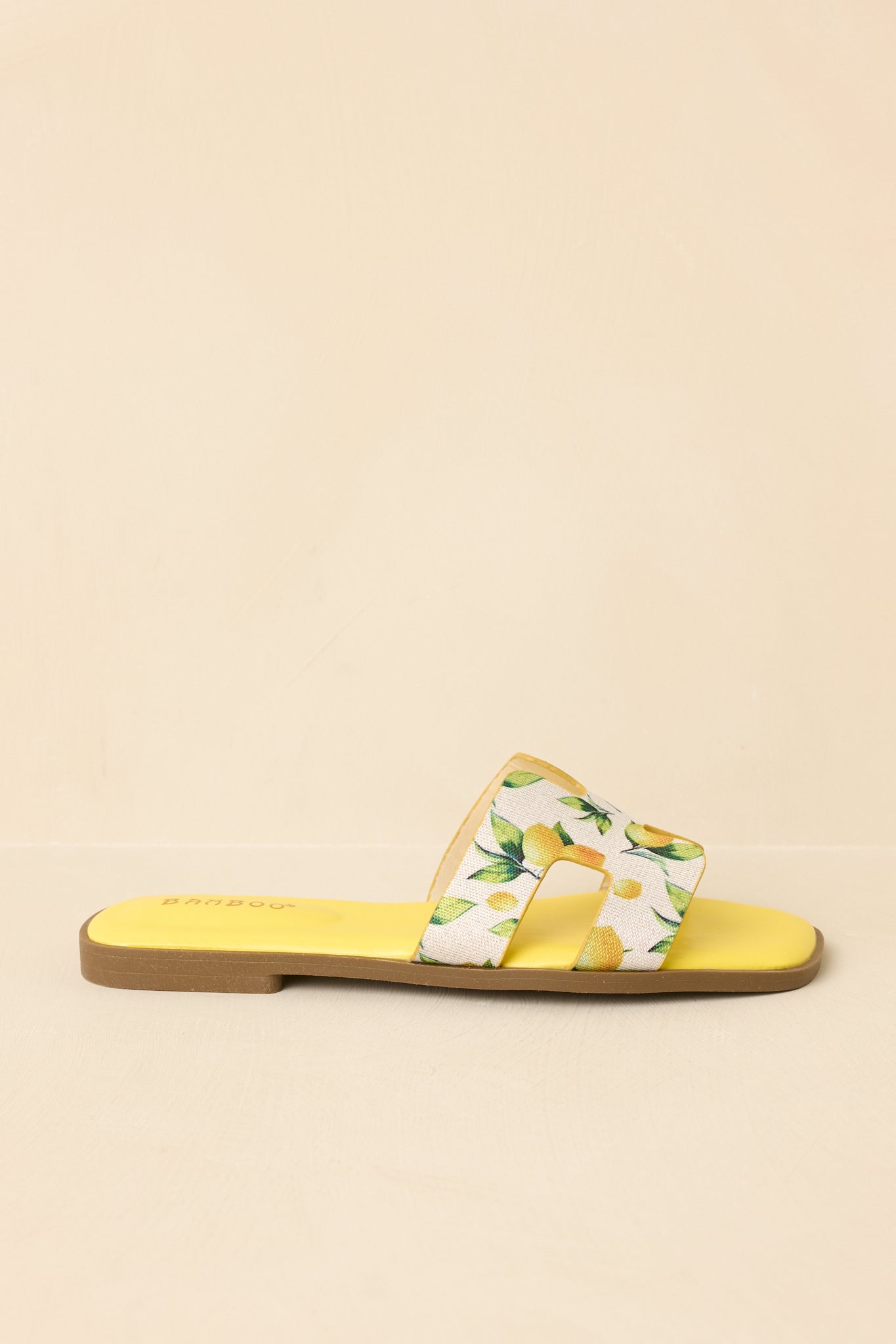 Women's Picked Fresh for You Yellow Multi Lemon Print Slide Sandals | All Man Made Materials 2