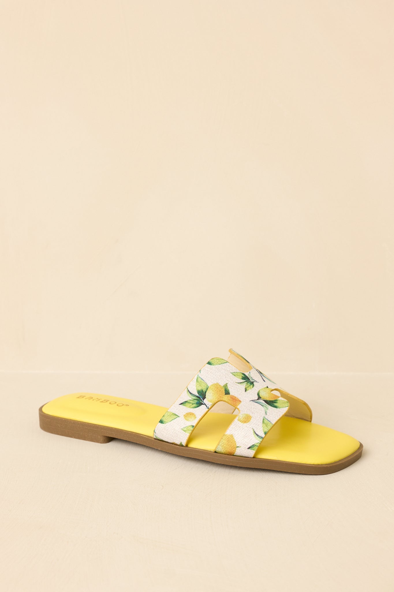 Women's Picked Fresh for You Yellow Multi Lemon Print Slide Sandals | All Man Made Materials 3
