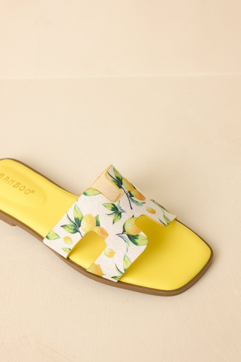 Women's Picked Fresh for You Yellow Multi Lemon Print Slide Sandals | All Man Made Materials 4