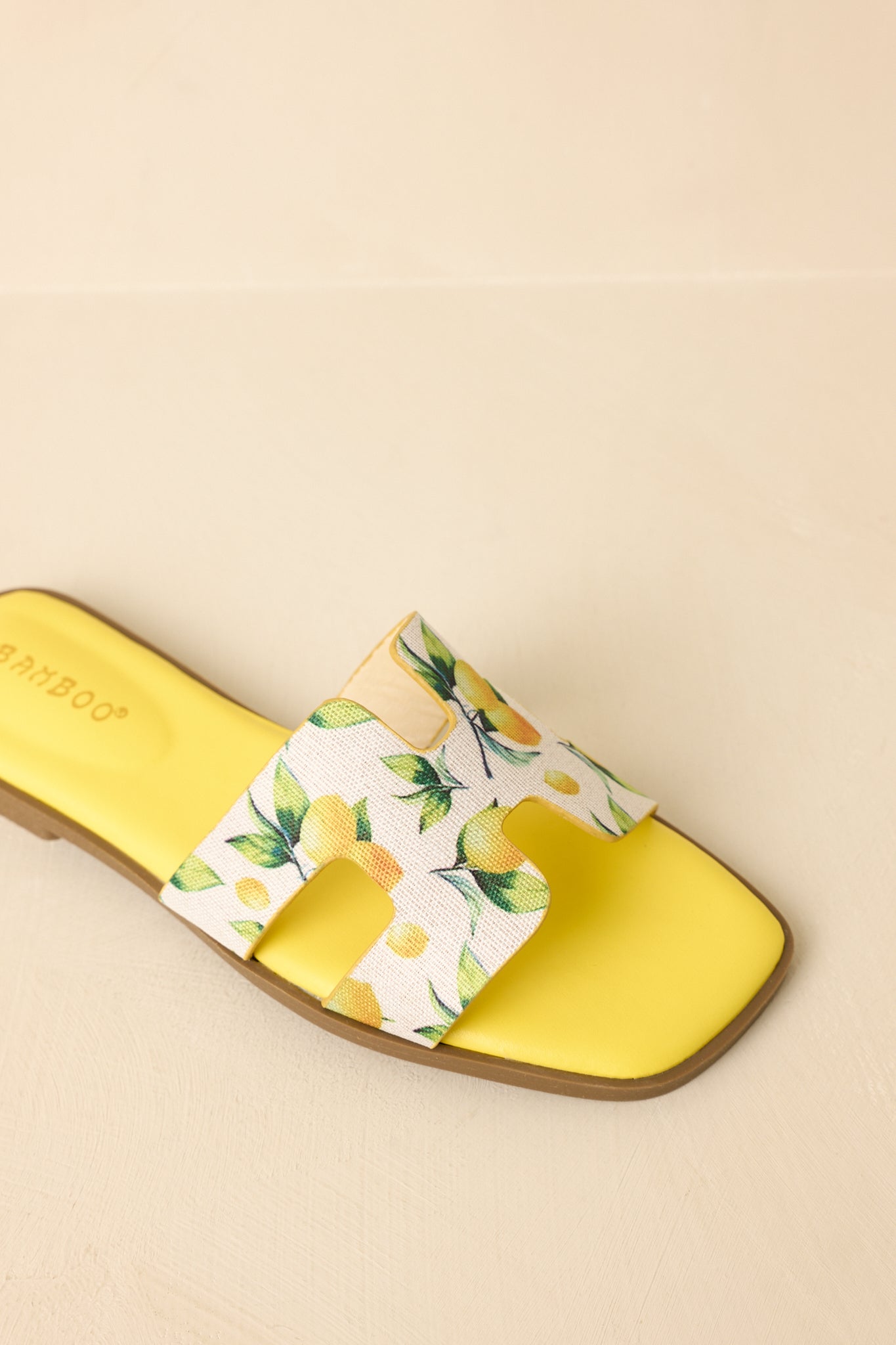 Women's Picked Fresh for You Yellow Multi Lemon Print Slide Sandals | All Man Made Materials 4