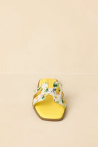 Women's Picked Fresh for You Yellow Multi Lemon Print Slide Sandals | All Man Made Materials 5