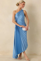 Women's Poetic Charm Light Blue Asymmetric One Shoulder Maxi Dress | 100% Polyester 0