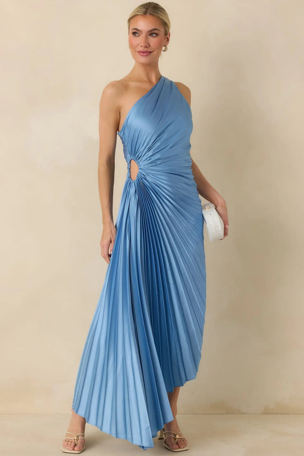 Women's Poetic Charm Light Blue Asymmetric One Shoulder Maxi Dress | 100% Polyester 3