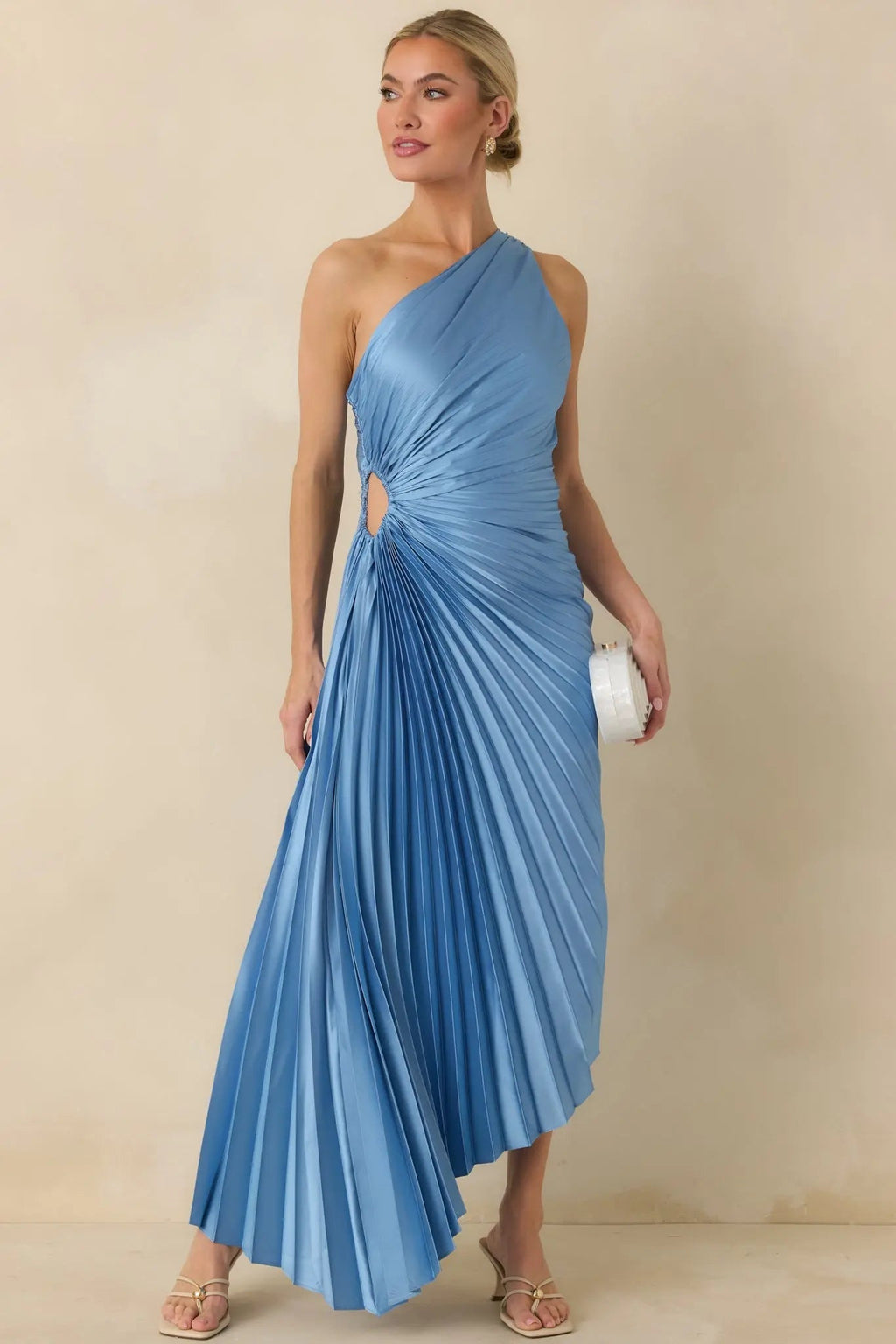 Women's Poetic Charm Light Blue Asymmetric One Shoulder Maxi Dress | 100% Polyester 4