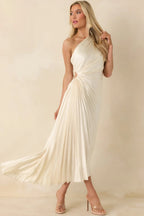 Women's Poetic Charm Light Ivory Asymmetric One Shoulder Maxi Dress | 100% Polyester 0