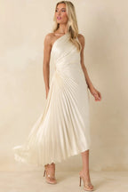 Women's Poetic Charm Light Ivory Asymmetric One Shoulder Maxi Dress | 100% Polyester 3