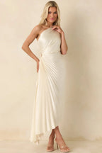 Women's Poetic Charm Light Ivory Asymmetric One Shoulder Maxi Dress | 100% Polyester 5