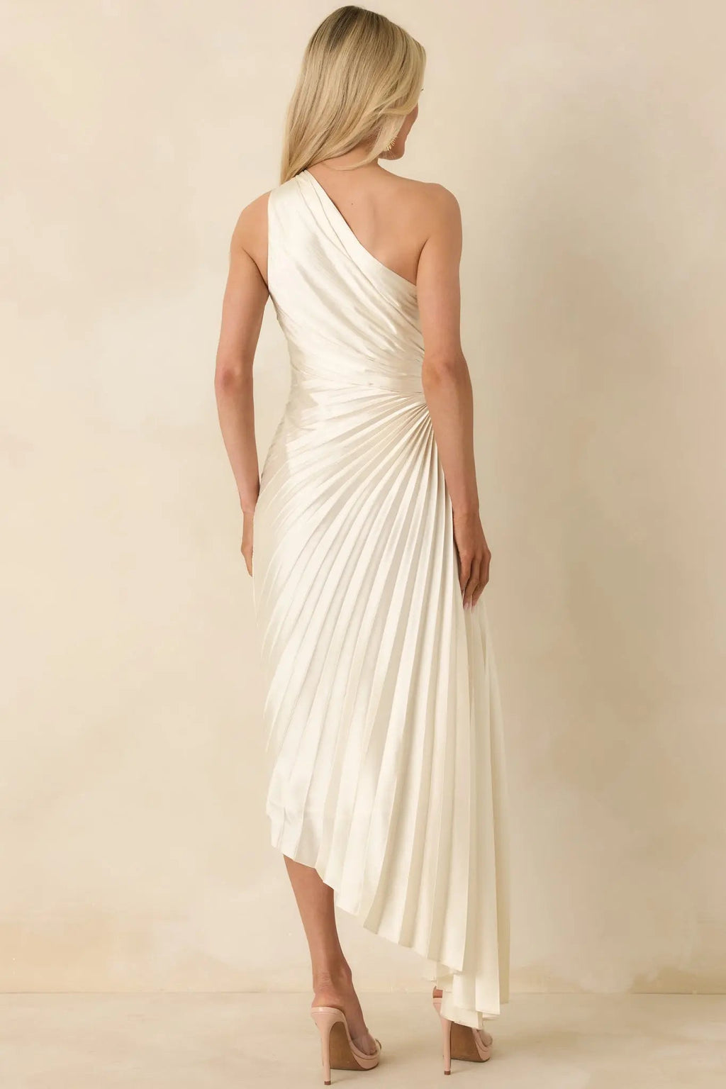 Women's Poetic Charm Light Ivory Asymmetric One Shoulder Maxi Dress | 100% Polyester 6