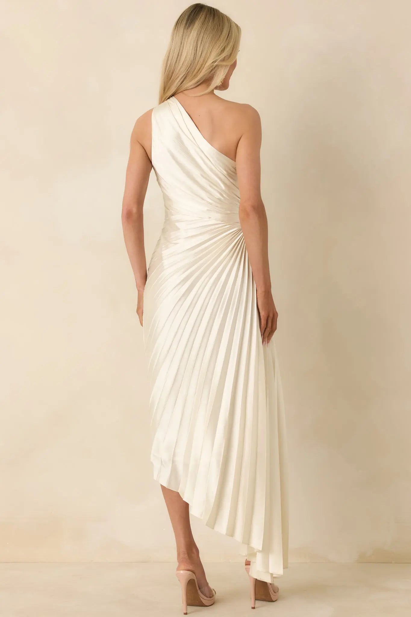 Women's Poetic Charm Light Ivory Asymmetric One Shoulder Maxi Dress | 100% Polyester 6