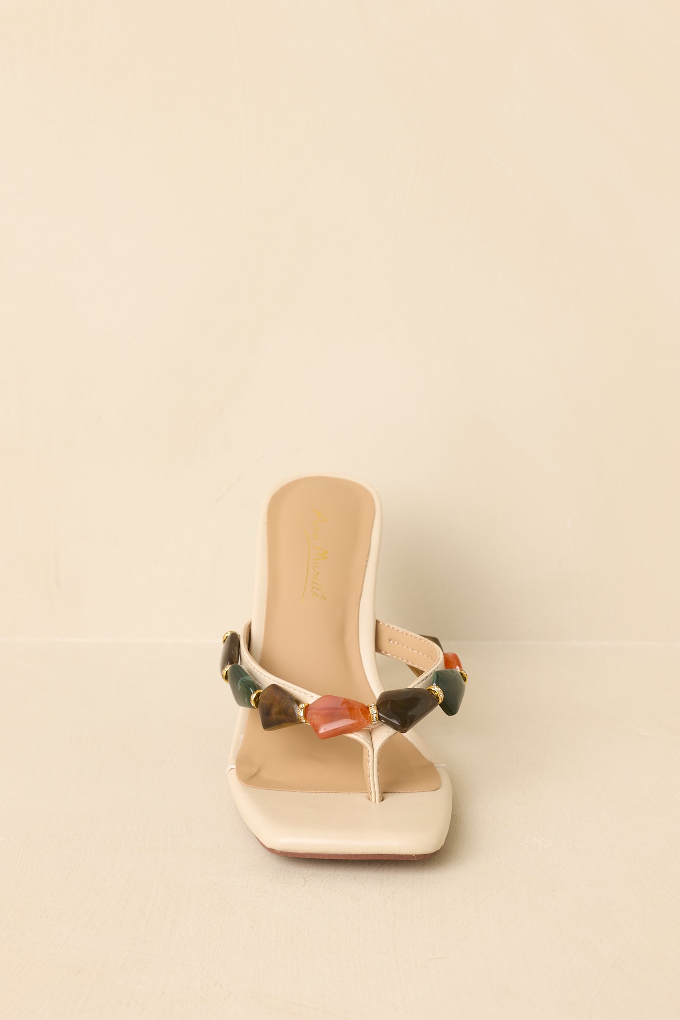 Women's Polished with Personality Ivory Multi Stone Heeled Sandals | Heel measures 3.5" 5