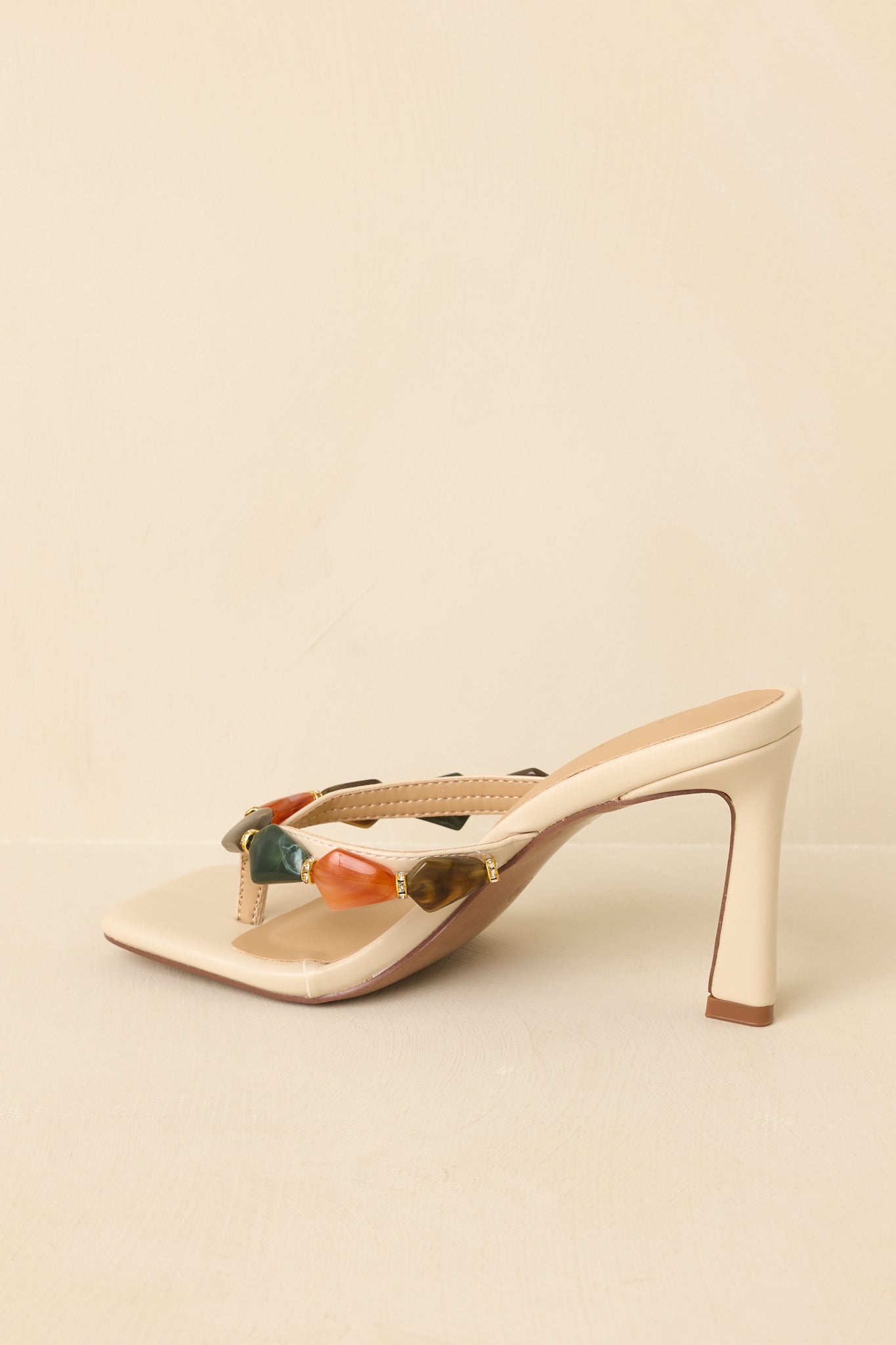Women's Polished with Personality Ivory Multi Stone Heeled Sandals | Heel measures 3.5" 6