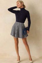 Women's Prepped For Anything Navy Blue Gingham Knit Mini Skirt | 100% Polyester 5