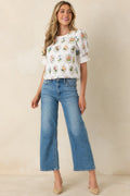 Women's Pressed Flowers & Porcelain Ivory Multi Cotton Embroidered Floral Top | 100% Cotton Contrast: 100% Cotton 0