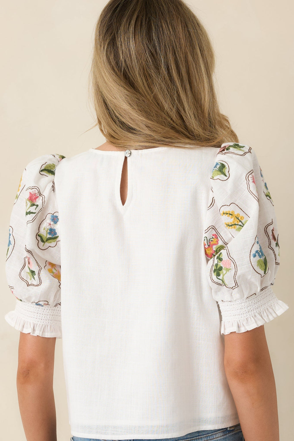 Women's Pressed Flowers & Porcelain Ivory Multi Cotton Embroidered Floral Top | 100% Cotton Contrast: 100% Cotton 6