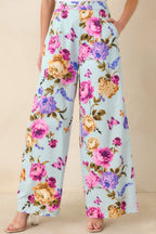 Women's Prosperina Barrett Blue Multi Floral Cotton Wide Leg Pants | 98% Cotton & 2% Spandex 0
